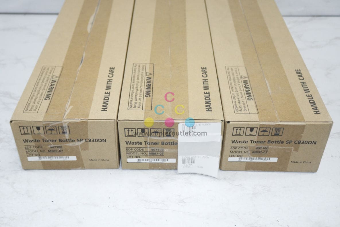 3 New OEM Ricoh Lanier Savin SP C830DN Waste Toner Containers 407100, M897-07