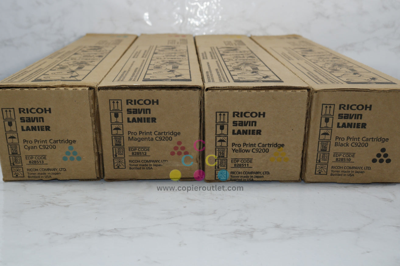 4 New OEM Ricoh Pro C9200, C9210 CMYK Toners 828510,828511,828512,828513