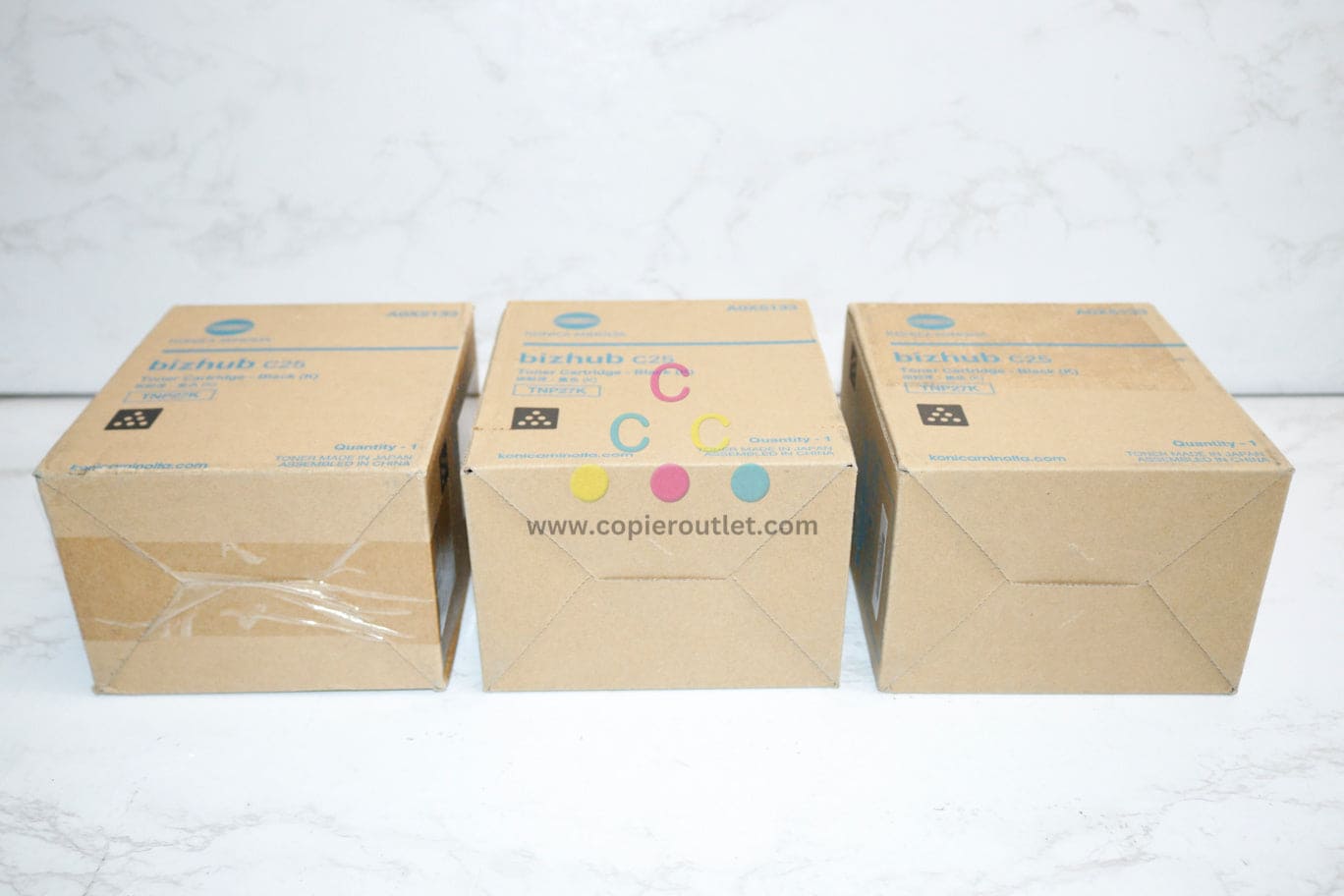 3 New Open OEM Konica Minolta Bizhub C25 Black Toners TNP27K, TNP-27K A0X51333