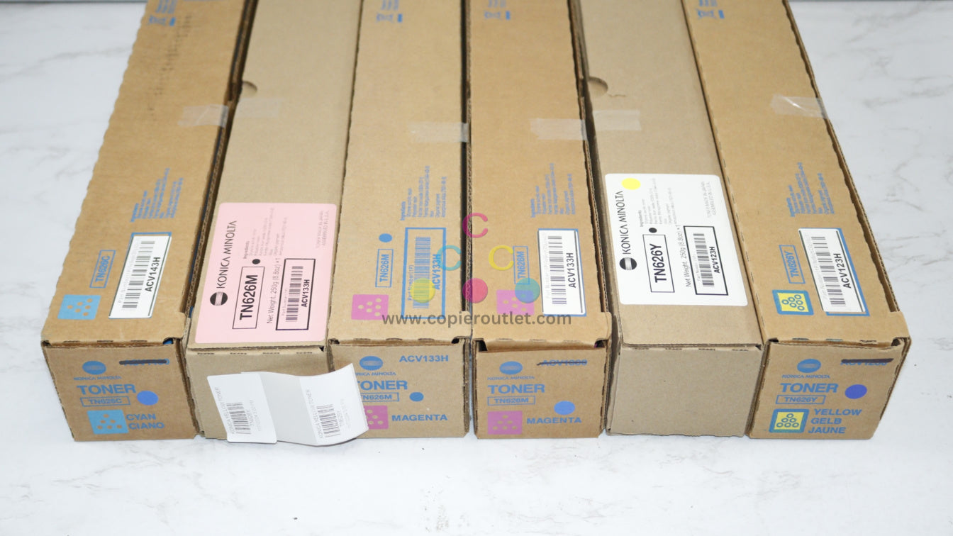 6 OEM Konica bizhub C300i,C360i,C450i,C550i,C650i TN626 CMMMYY Low Yield Toners