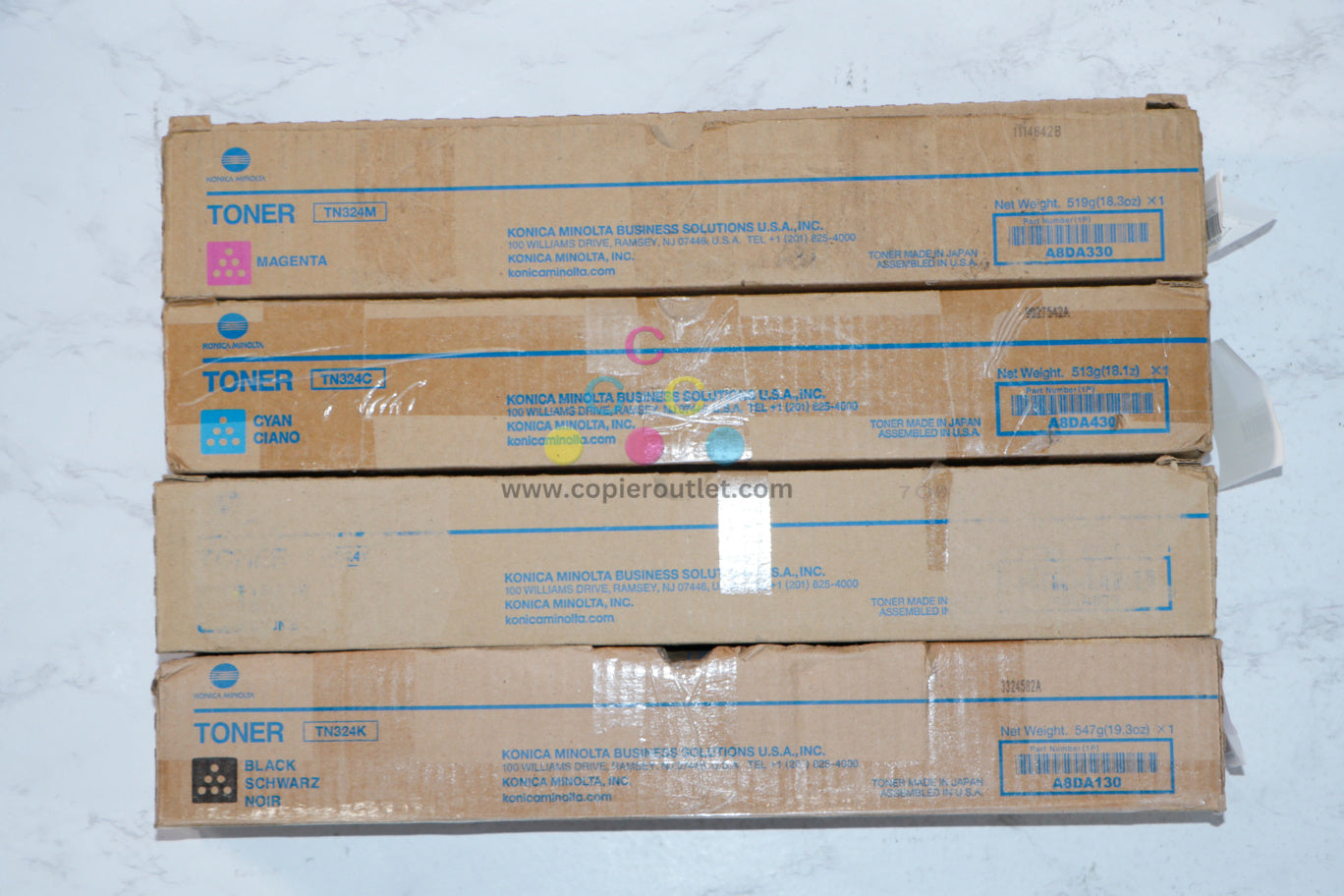 Cosmetic Genuine Konica Minolta Bizhub C258,C308,C368 TN324 CMYK Toner Cartridges