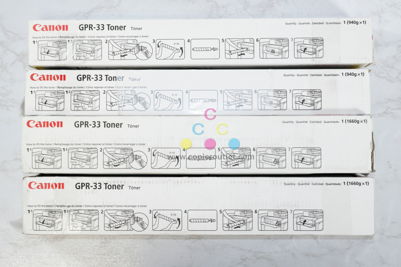 4 Cosmetic OEM Canon iRUNNER C7055,C7065,C7260,C7270 GPR-33 MYKK Toner Carts