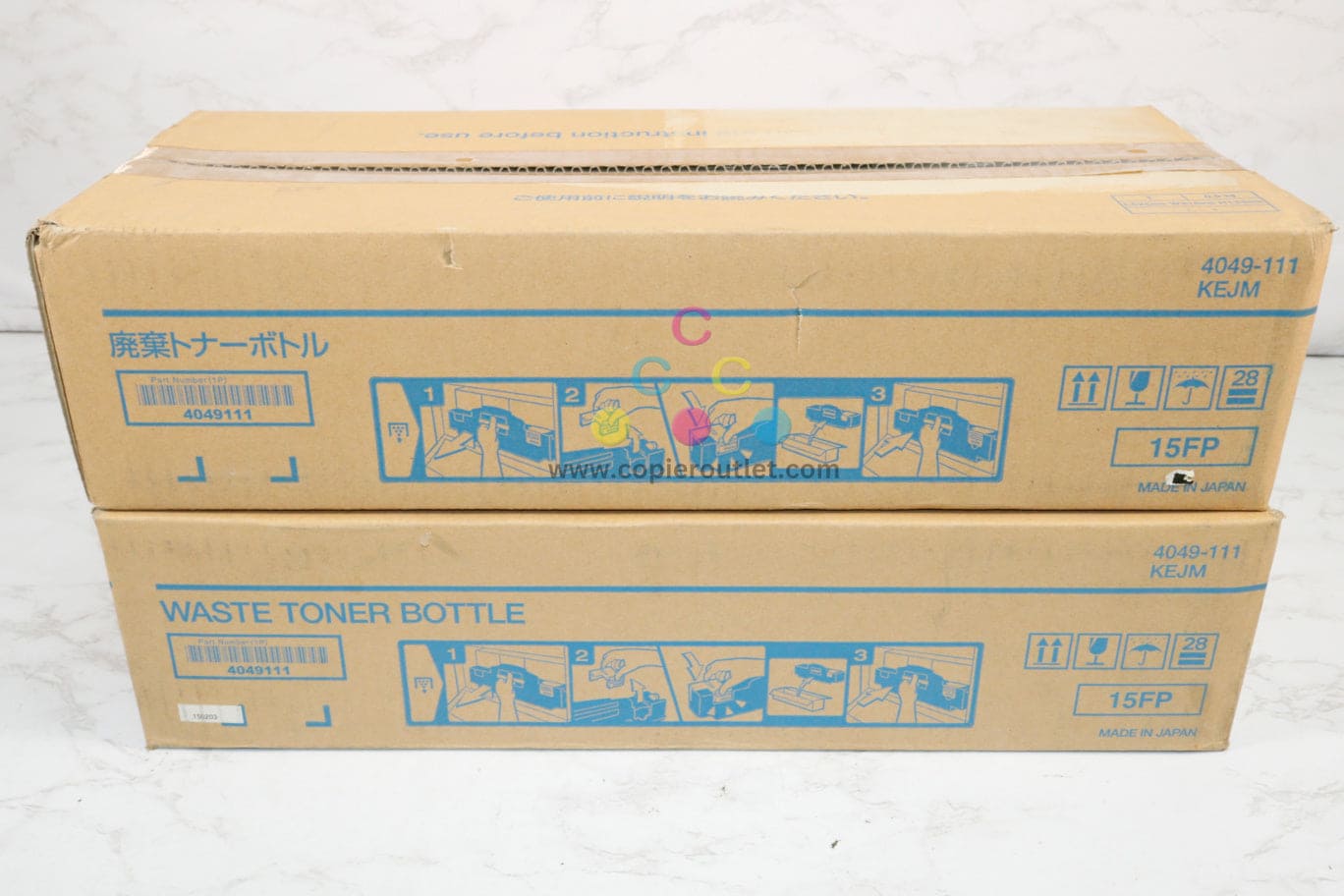 2 Genuine Konica Minolta C350,C351,C450 Waste Toner Bottles 15FP, 4049-111, KEJM