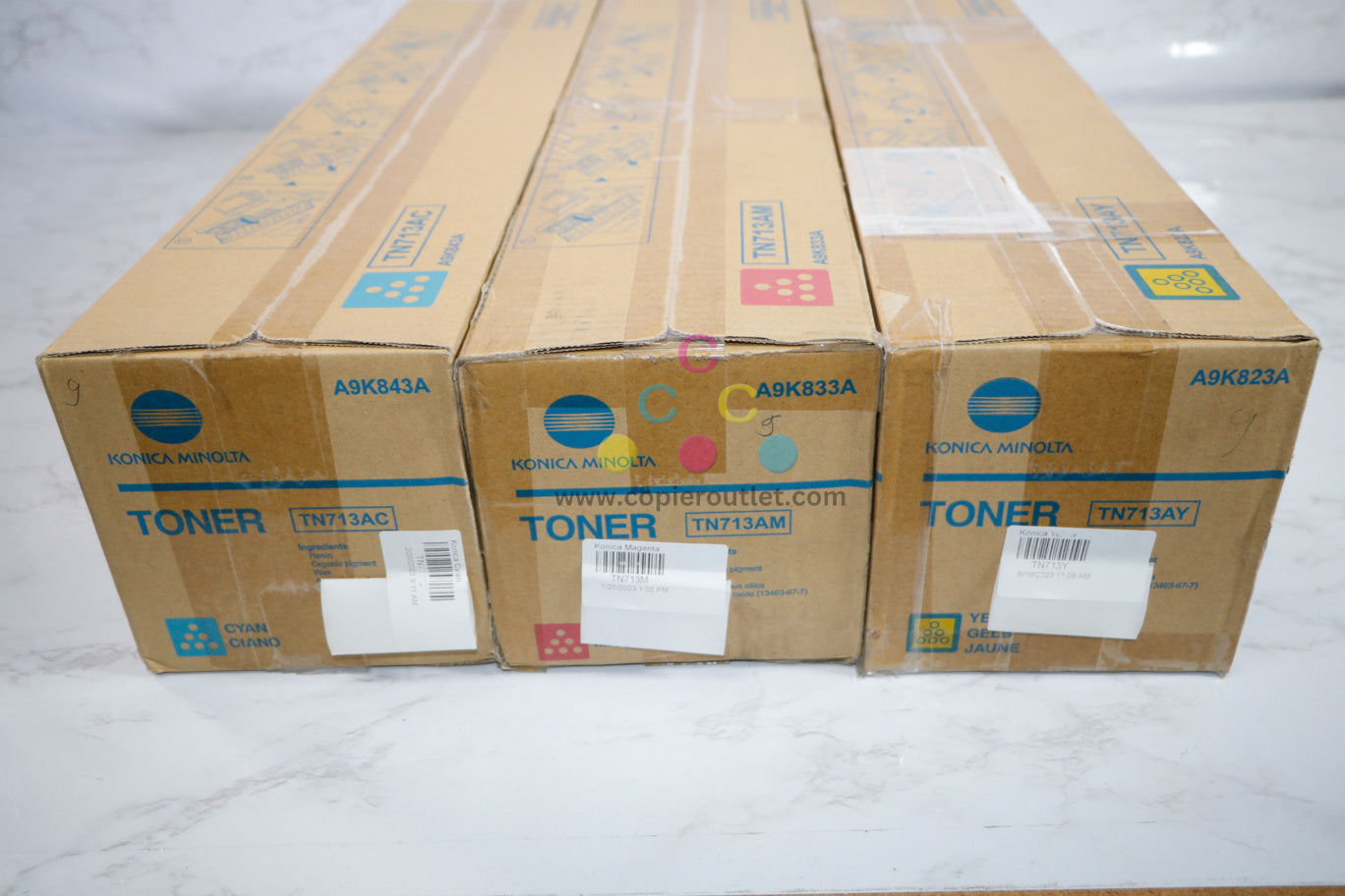 New OEM Konica Minolta Bizhub C659,C759 CMY Toner set TN713AC,TN713AM,TN713AY