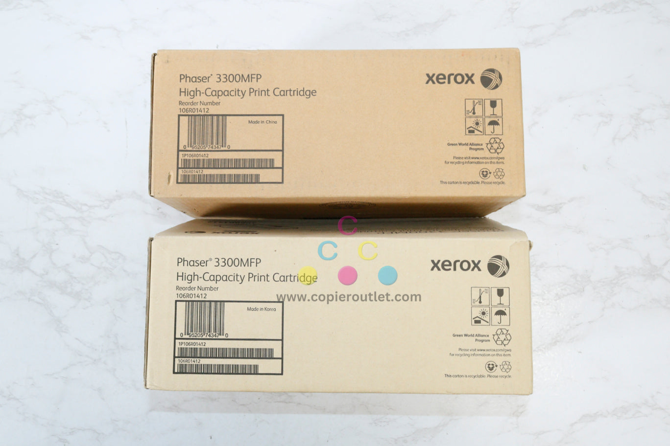 Lot Of 2 OEM Xerox Phaser 3300MFP Black High-Cap. Toner Cartridge 106R01412