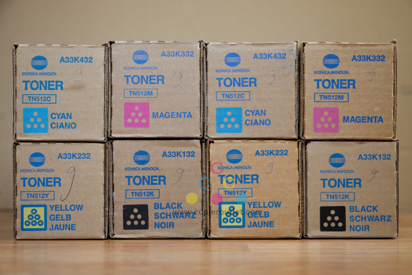 2 Genuine Konica TN512 Toner Cartridge Sets CMYK BizHub C454 C454e C554 C554e !
