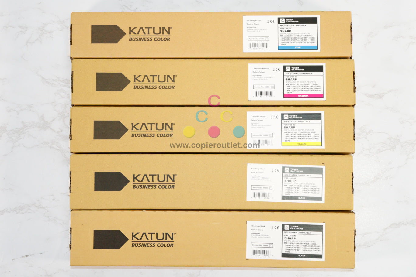 5 Compatible Sharp MX-2630N,MX-2651,MX-3050N, MX-61NT CMYKK Toner Set