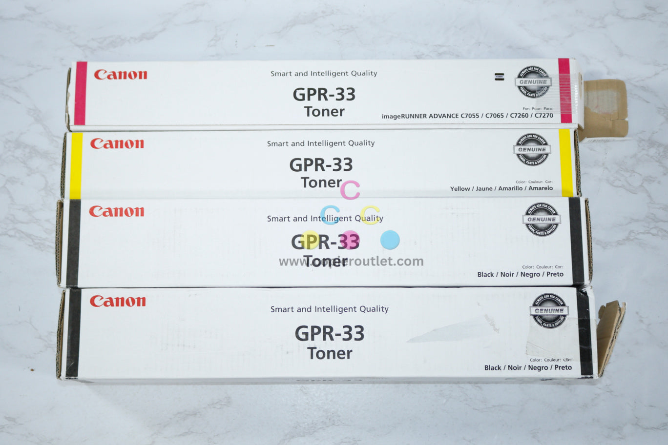 4 OEM Canon iRUNNER C7055,C7065,C7260,C7270 GPR-33 MYKK Toner Cartridges