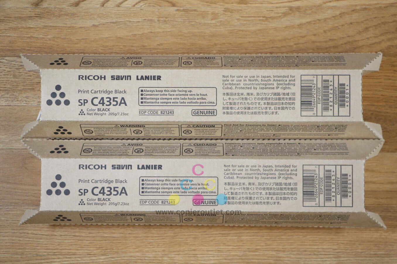 Lot of 2 Ricoh SP C435A KK Toner Cartridges 821243 Ricoh SP C435DN Same Day Ship