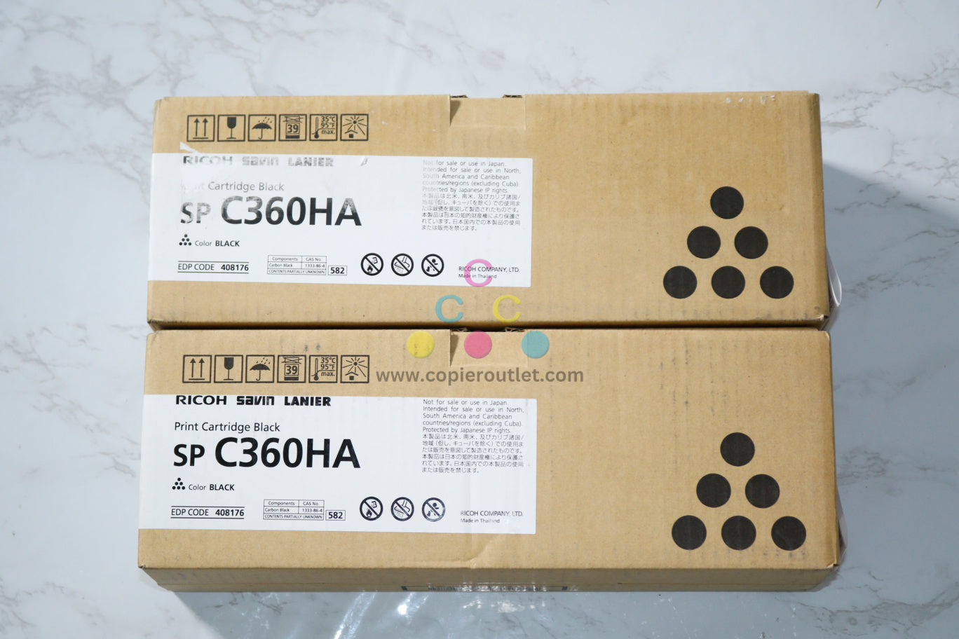 Lot of 2 OEM Ricoh SP C360HA Black High Capacity Toner 408176 Same Day Ship