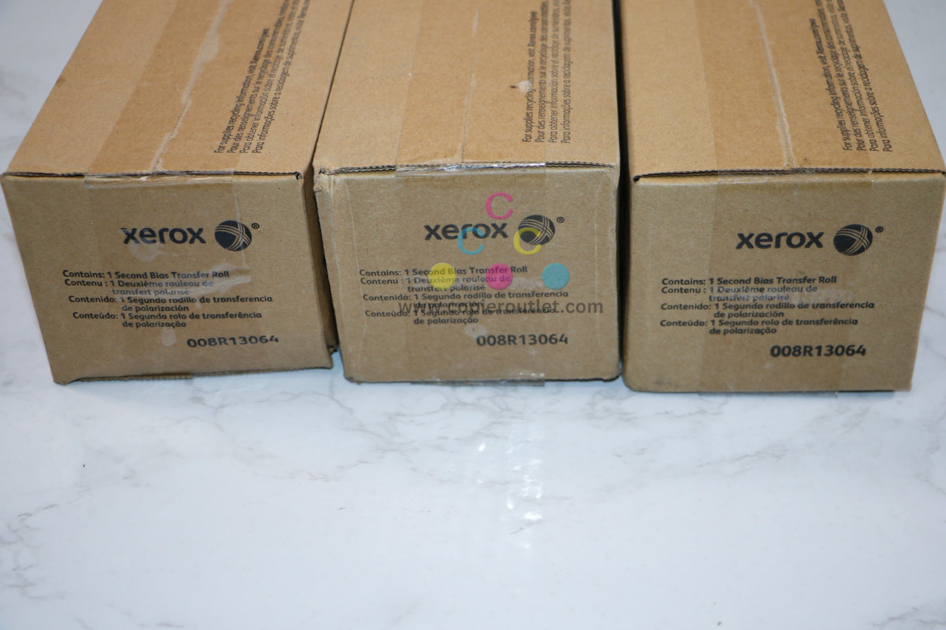 3 New Genuine Xerox WC7425,7428,7435,7525 Second Bias Transfer Rollers 008R13064