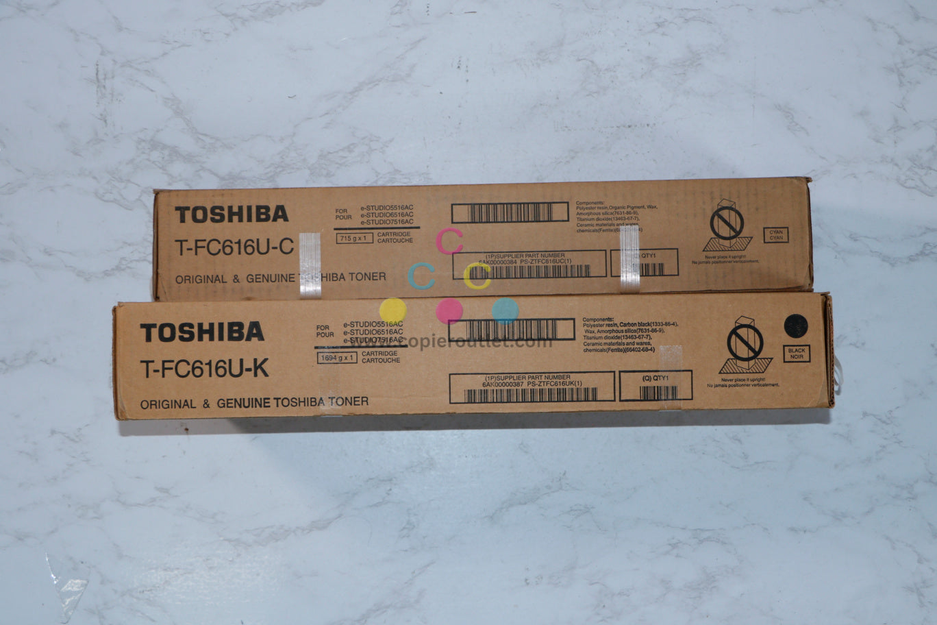 2 OEM Toshiba eSTUDIO 5516,6516,7516 Cyan And Black Toner T-FC616U-C,T-FC616U-K