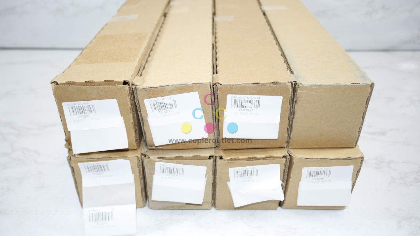 8 New OEM Konica Bizhub C250i,C300i,C360i CCLMYYKKK Toners TN328 Same Day Ship!!