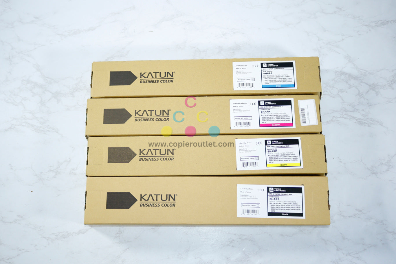 4 Katun Compatible Sharp MX-2630N,MX-2651,MX-3050N, MX-61NT CMYK Toners