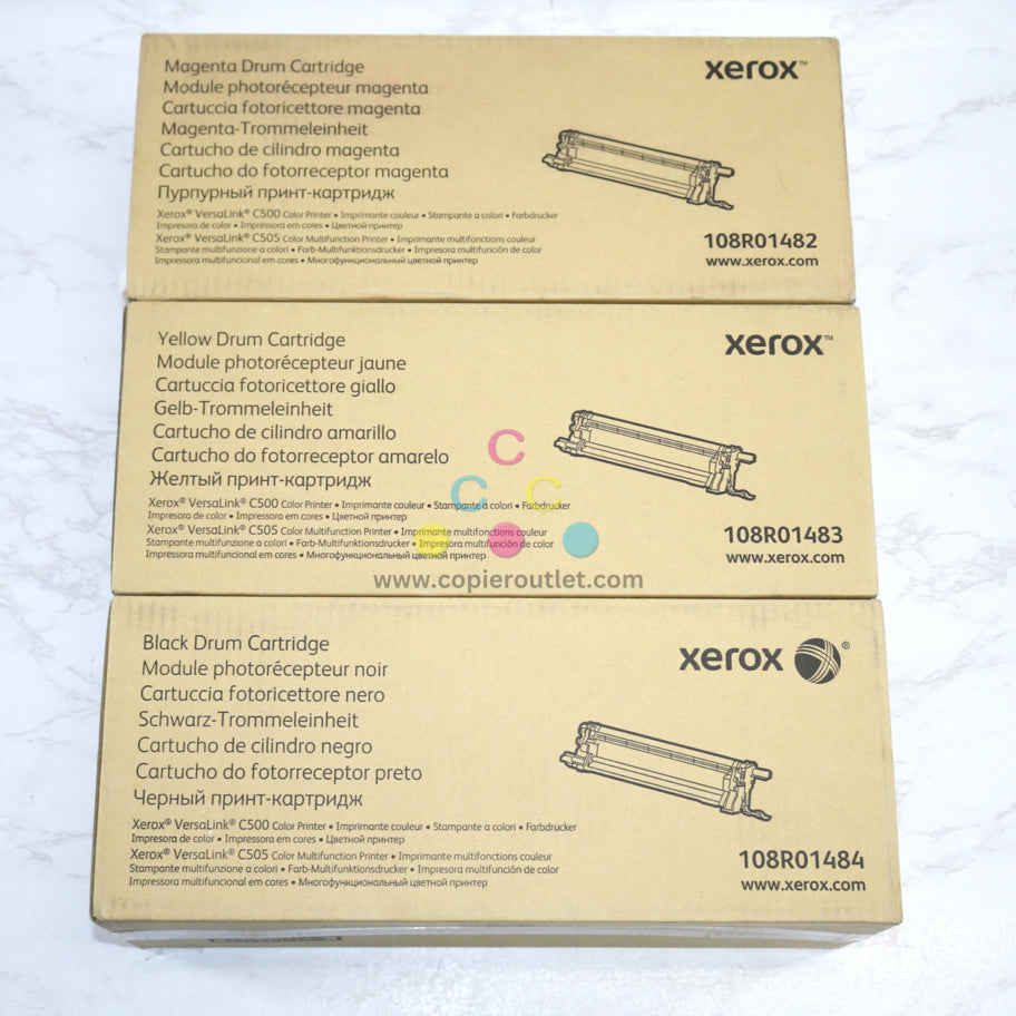 New OEM Xerox VersaLink C500,C505 MYK Drum Cartridge 108R01482,3,4 Same Day Ship