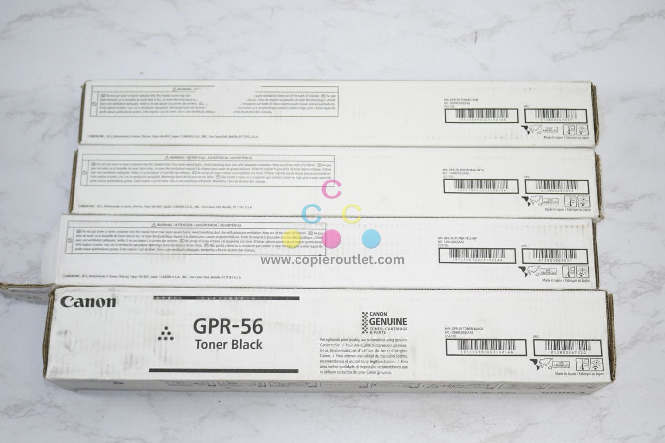 4 OEM Canon iR ADVANCE C7565i,C7570i,C7580i GPR-56 CMYK Toners (Open Yellow)