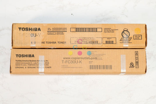 2 OEM Toshiba e-STUDIO 2050C,2551C Yellow & Black Toners T-FC30U-Y,T-FC30U-K
