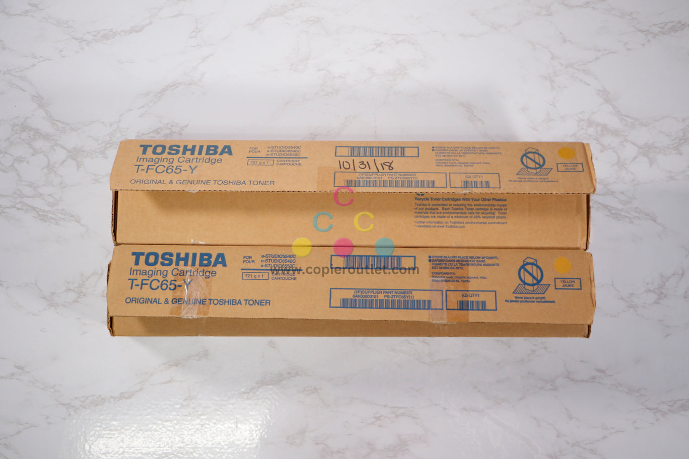 2 Open OEM Toshiba eSTUDIO 5540C,6540CT,6550C Yellow Toners T-FC65-Y (TFC65Y)