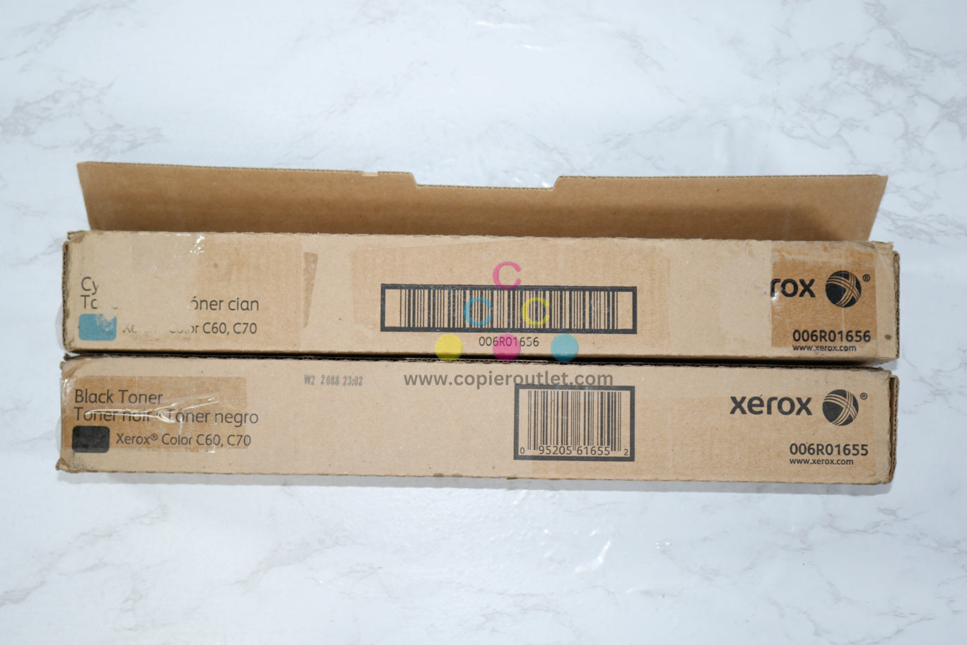 Open OEM Xerox Color C60,C70 Cyan & Black Toner Cartridges 006R01655,006R01656