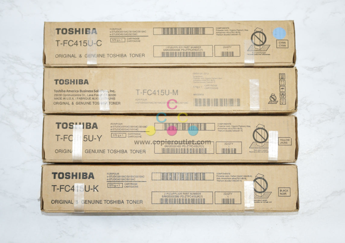 Genuine Toshiba T-FC415U CMYK Toner Cartridge eSTUDIO2515AC,5015AC Same Day Ship