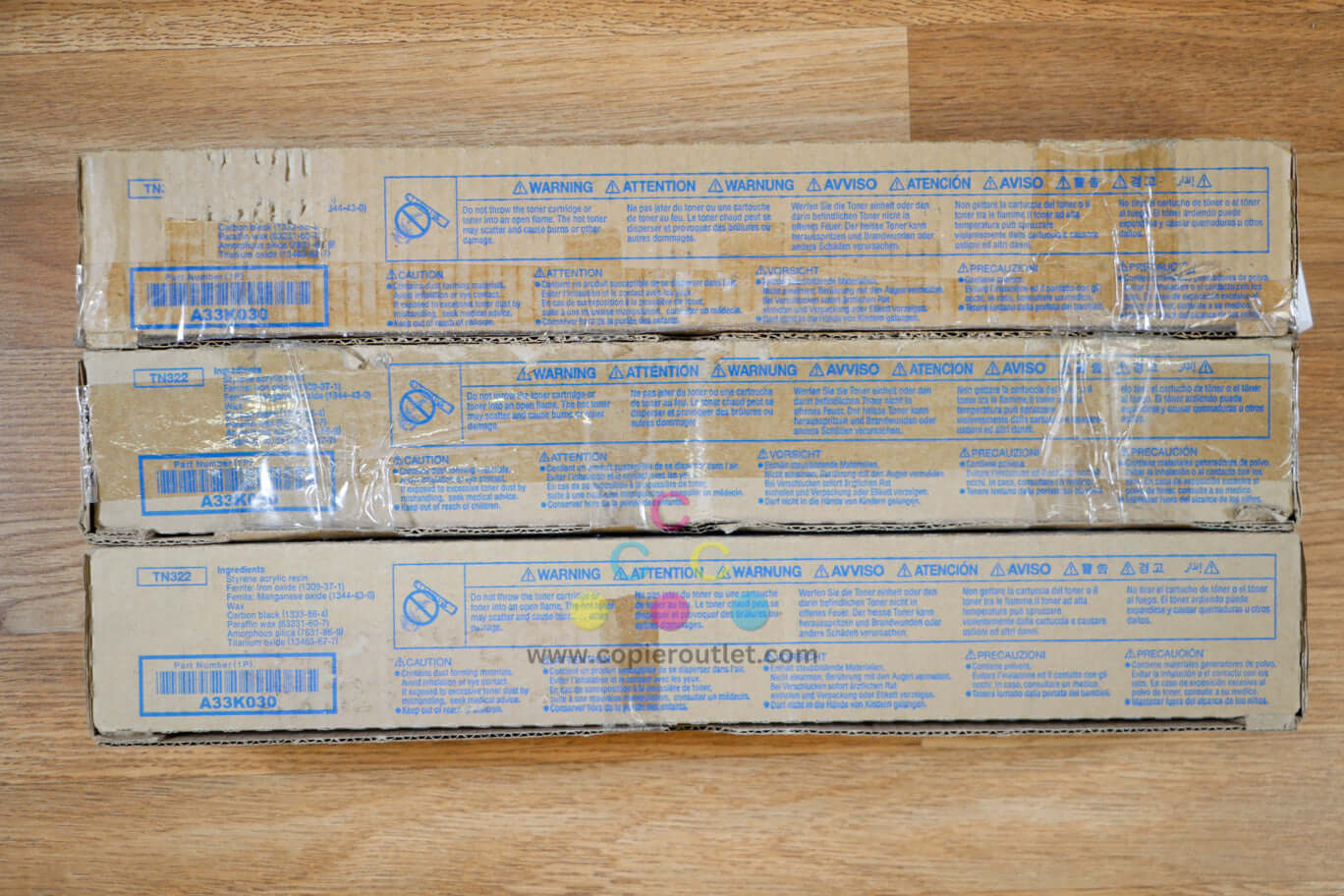 Lot of 3 Konica Minolta TN322 K Toner Cartridges BizHub 224e/284e/364e Same Day!