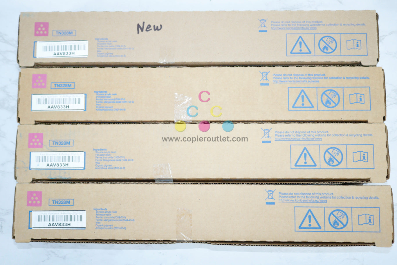 Lot of 4 OEM Konica Minolta BH C250i/C300i/C360i Magenta TN328 Low Yield Toner