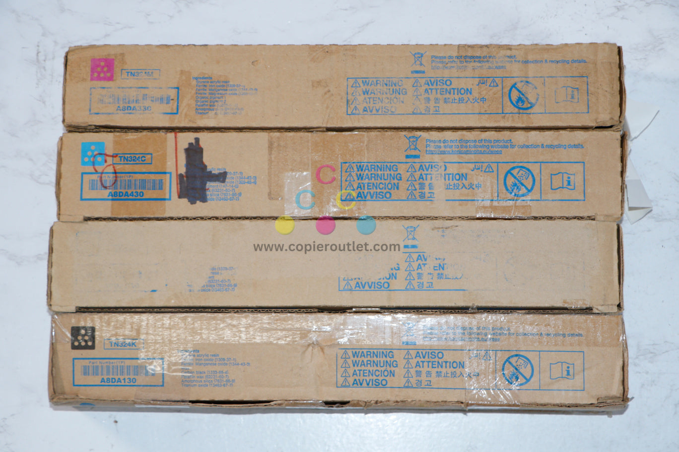 Cosmetic Genuine Konica Minolta Bizhub C258,C308,C368 TN324 CMYK Toner Cartridges