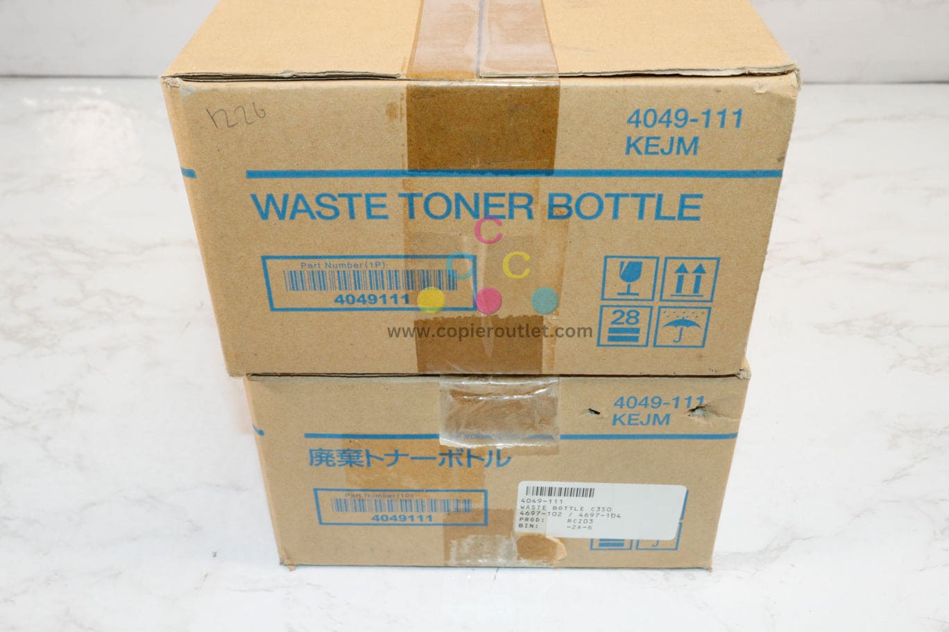 2 Genuine Konica Minolta C350,C351,C450 Waste Toner Bottles 15FP, 4049-111, KEJM