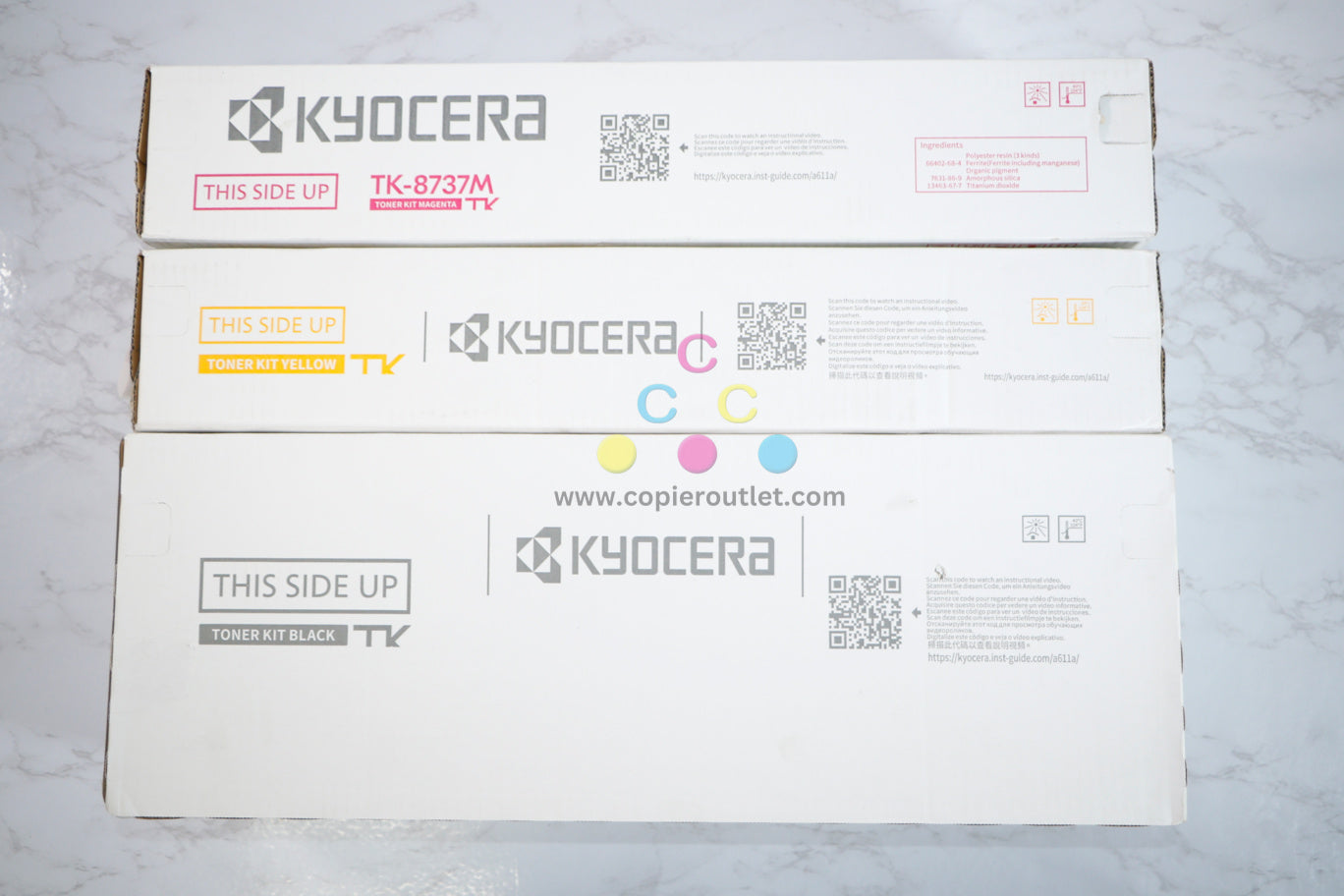 New OEM Kyocera TASKalfa 7052ci,7353ci,8052ci MYK Toner Set TK-8737M,Y,K