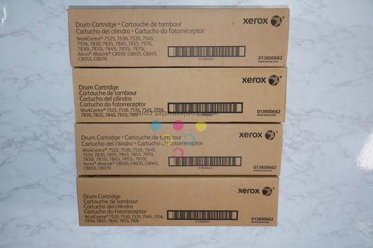 4 Xerox Drum Cartridges 013R00662  For WorkCentre 7525 7530 7535 7545 7556 7830