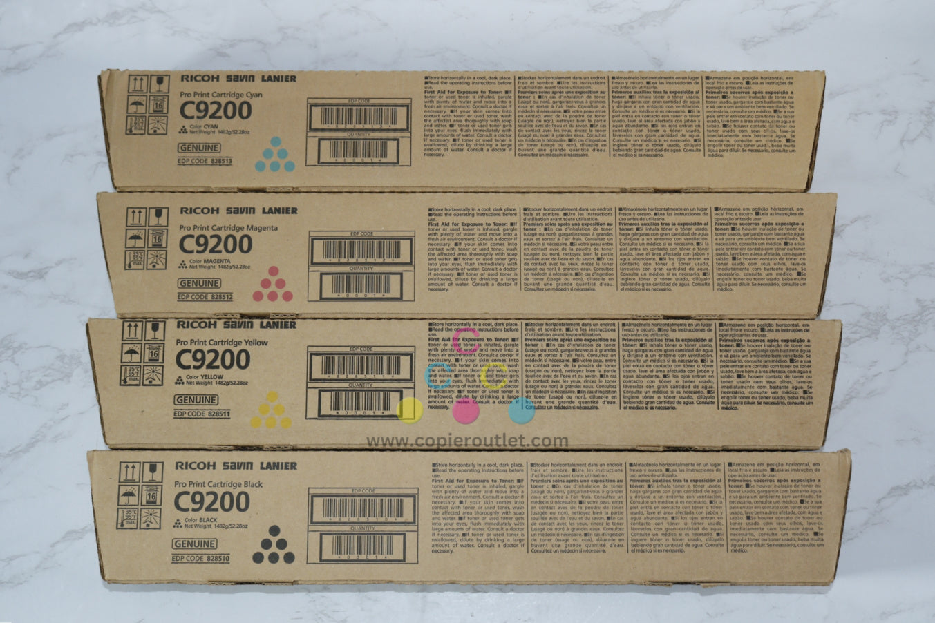 4 New OEM Ricoh Pro C9200, C9210 CMYK Toners 828510,828511,828512,828513