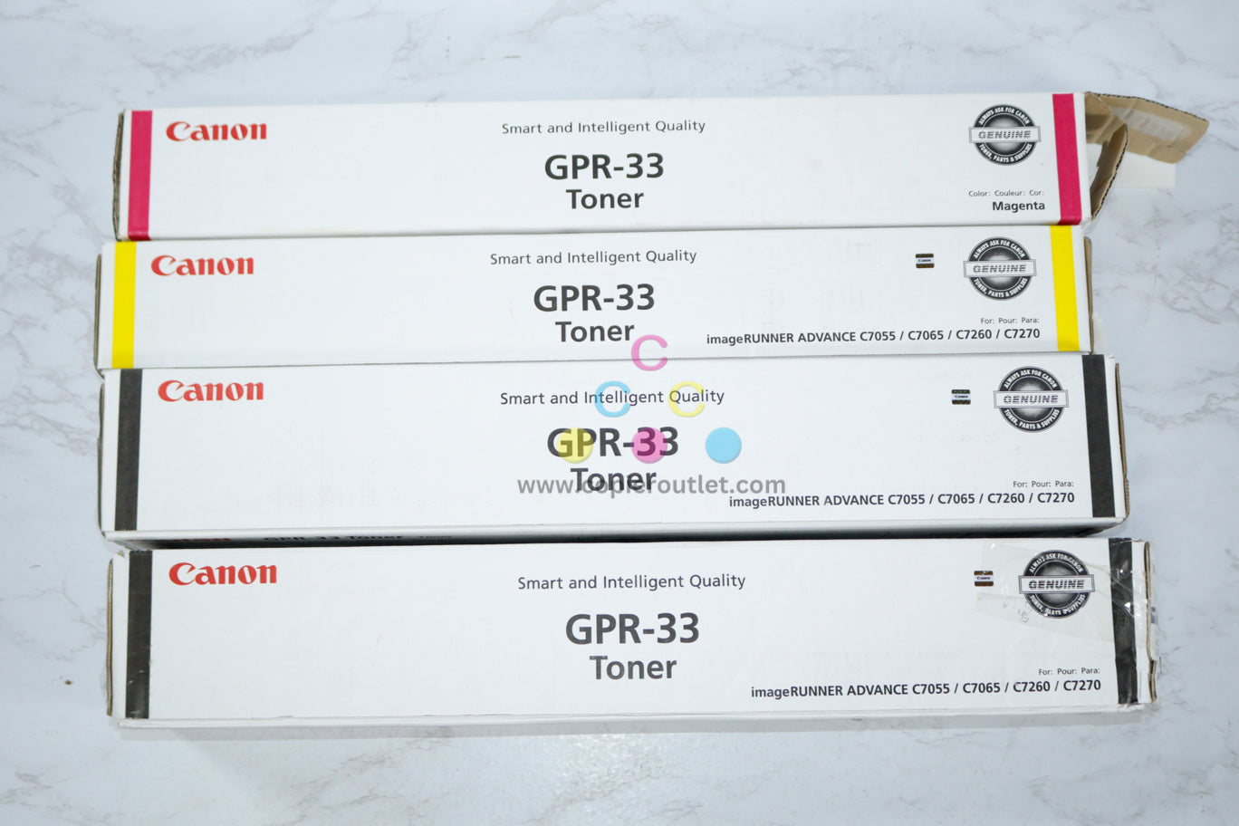 4 OEM Canon iRUNNER C7055,C7065,C7260,C7270 GPR-33 MYKK Toner Cartridges