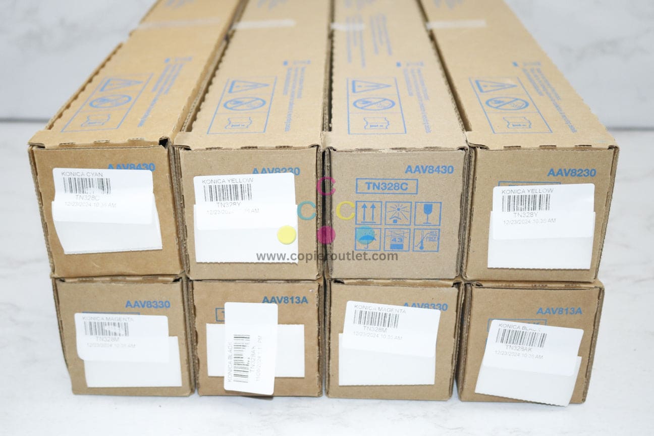 8 Genuine  Konica BH C250i,C300i,C360i TN328 CMYK(AK) Toners Same Day Ship