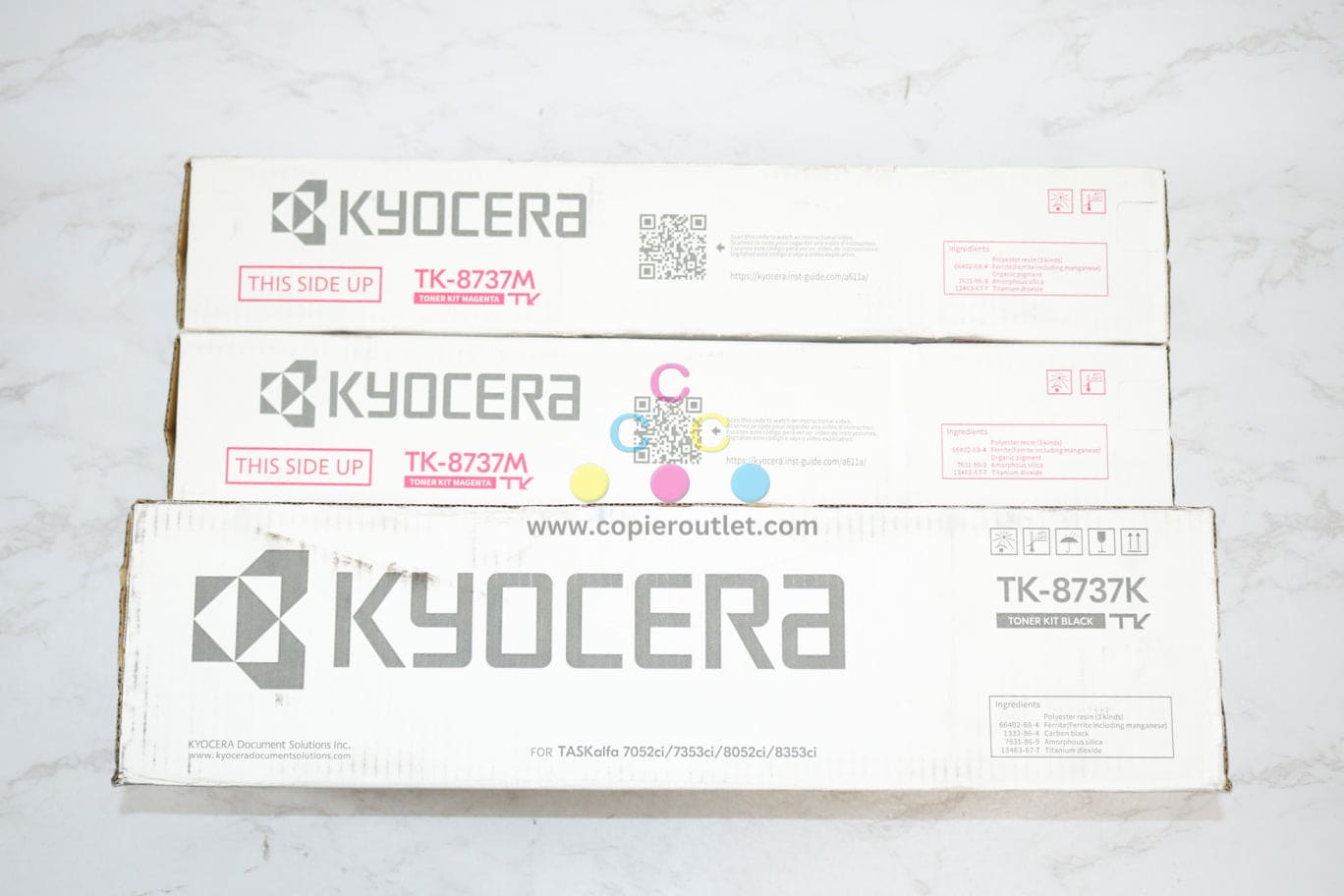 3 New OEM Kyocera TASKalfa 7052ci, 7353ci, 8052ci, 8353ci TK-8737MMK Toners