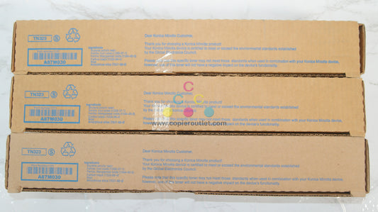 3 New OEM Konica Minolta BizHub 227, 287 Black Toner Cartridges TN323S / A87M030