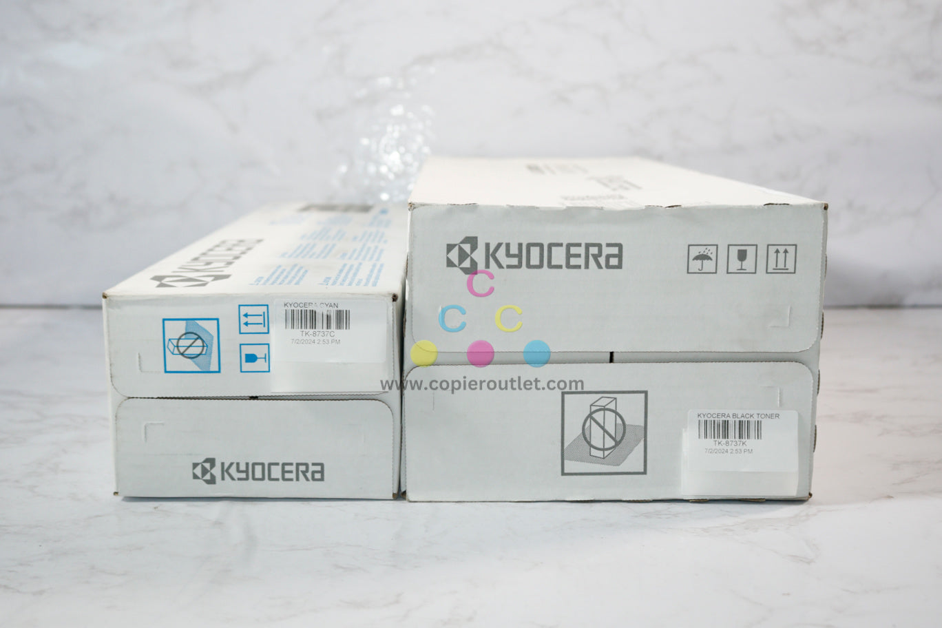 2 OEM Kyocera TASKalfa 7052ci,7353ci,8052ci,8353ci Cyan & Black Toner TK-8737C,TK-8737K