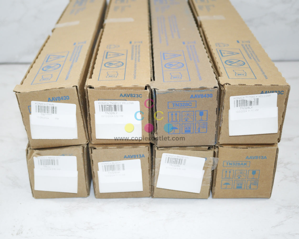8 New OEM Konica Bizhub C250i,C300i,C360i CCMLYAK Toners TN328 Same Day Ship!!