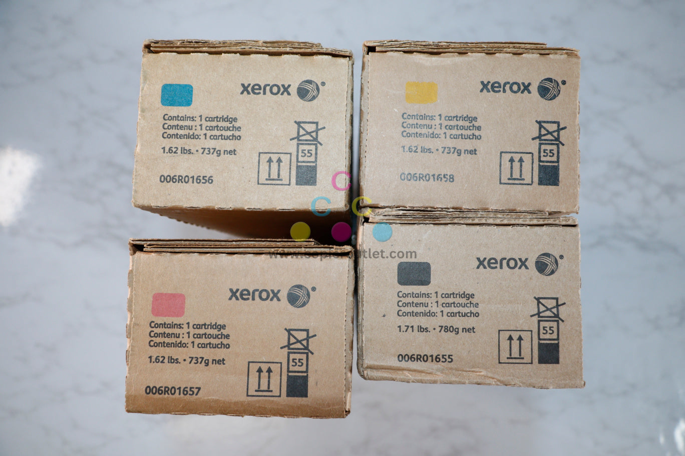 Genuine Xerox Color C60, C70 CMYK Toner Set 006R01655,6R01656,6R01657,6R01658