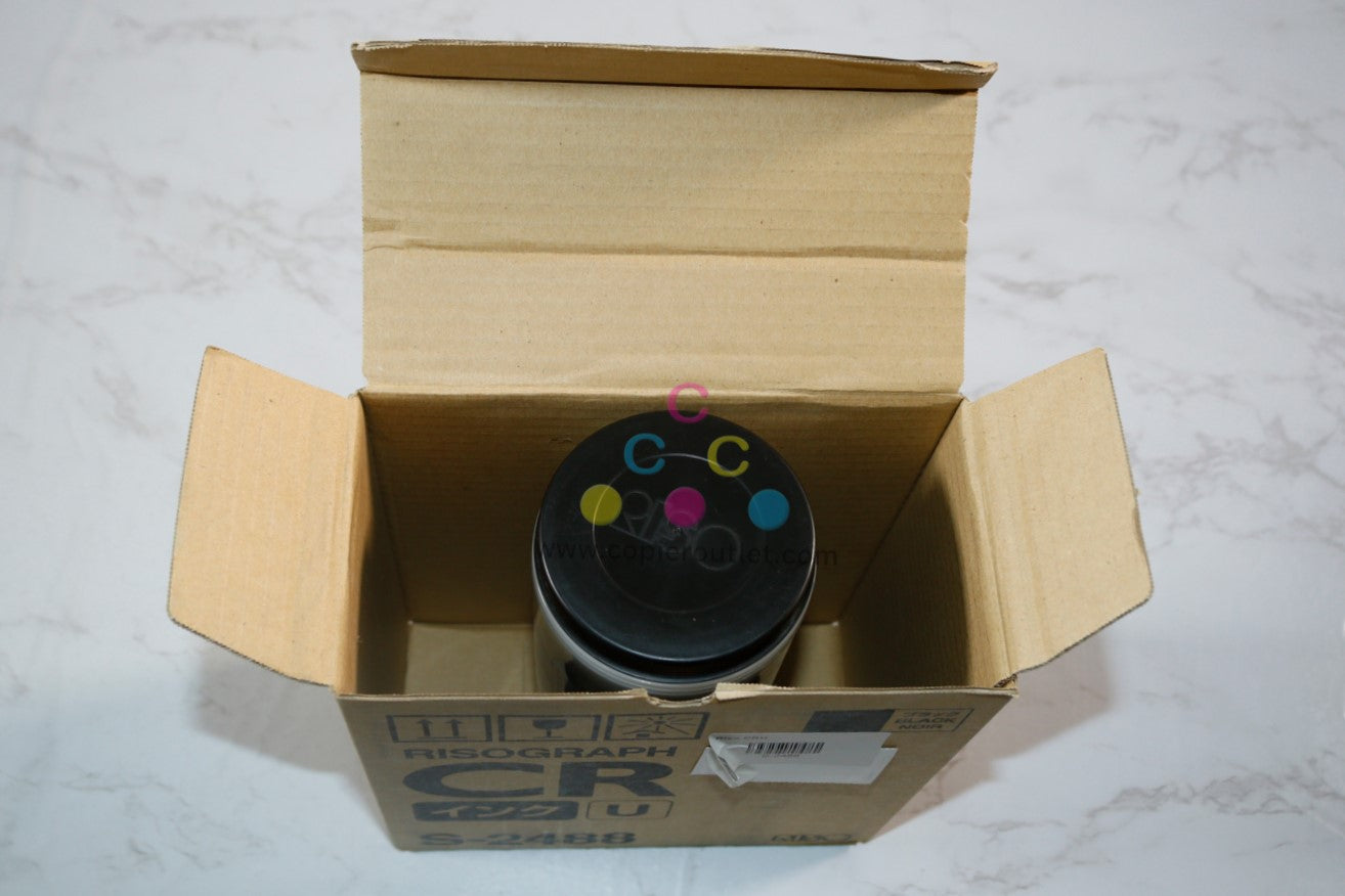 Open Box OEM Risograph CR 1610, 1630, S-2488 Black Digital Duplicator Ink (1 Bottle)