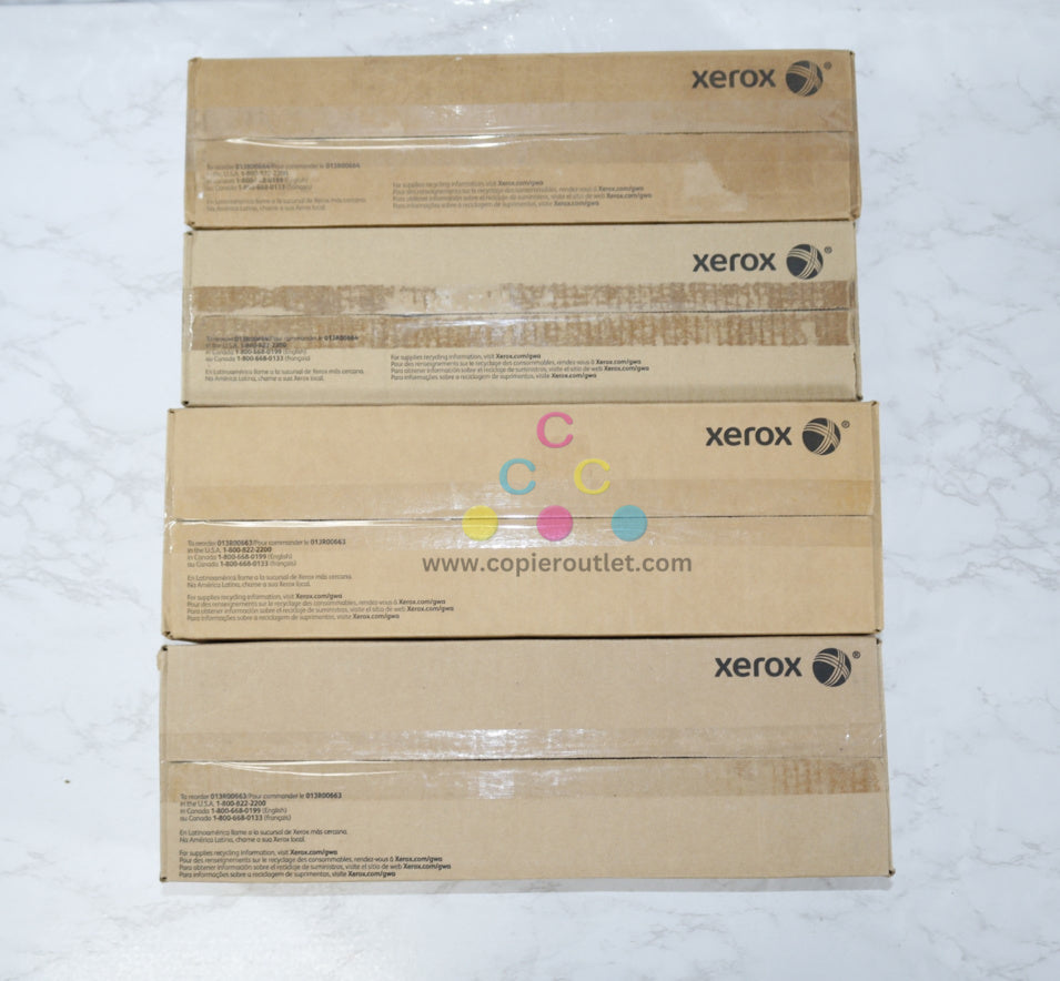 4 OEM Xerox Color 550,560,570,C60 Black & Color Drum Cartridges 013R00663,13R00664