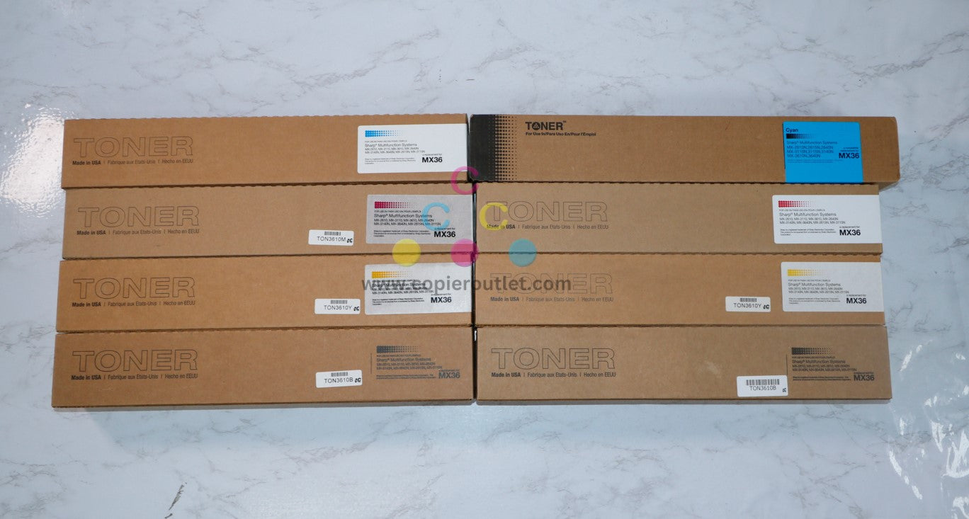 2 Compatible Sharp MX-2610,MX-3110,MX-3610,MX-2640N, MX-36NT CMYK Toner Set