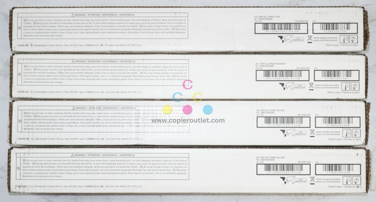 4 New OEM Canon iR-ADV C5535,C5540,C5550,C5560 CMYY Toners GPR-55L