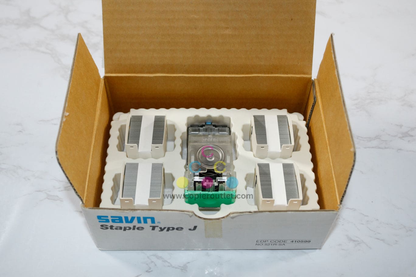 Open OEM Savin SR610, SR700, SR710 Type J Staple Cartridges 410599, 9854, 521R-SA