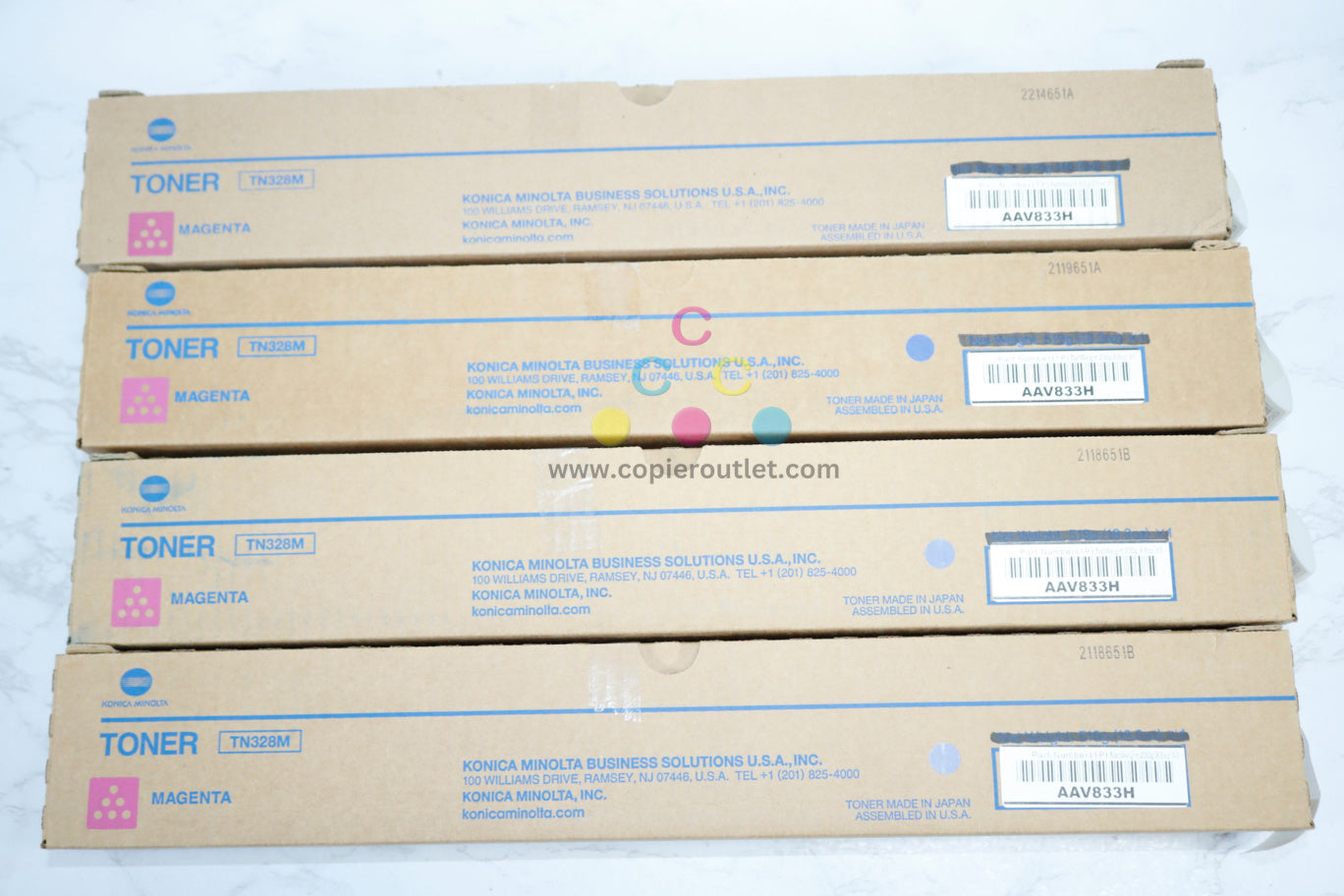 Lot of 4 OEM Konica Minolta BH C250i/C300i/C360i Magenta TN328 Low Yield Toner