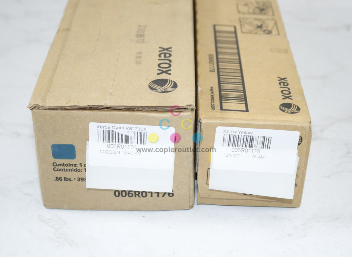 2 OEM Xerox WorkCentre 7228,7235,7245,7328 CY Toners 006R01176, 006R01178 (Open Cyan)