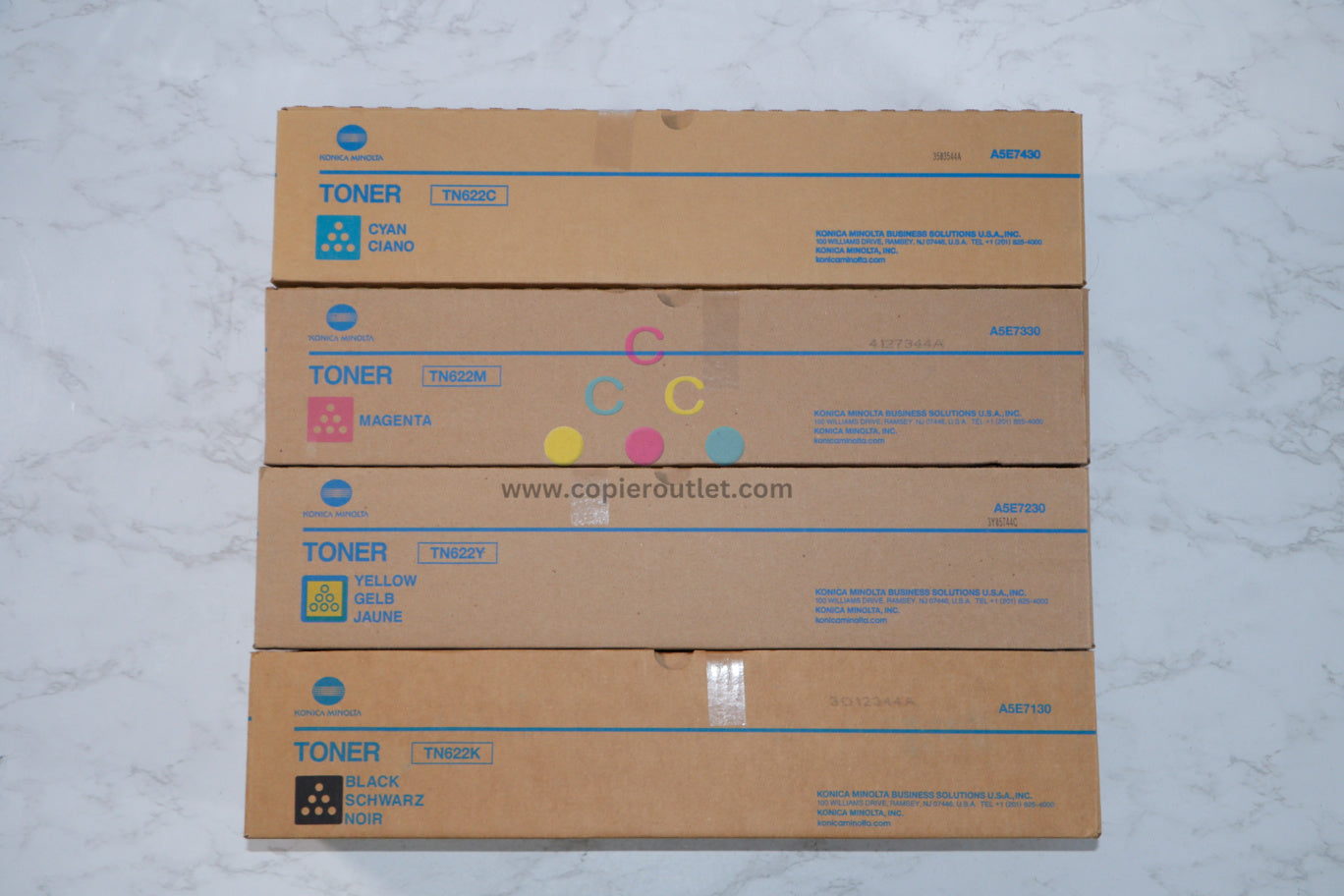 New OEM Konica Minolta bizhub PRESS C1085,C1100 TN622 CMYK Toner Cartridges