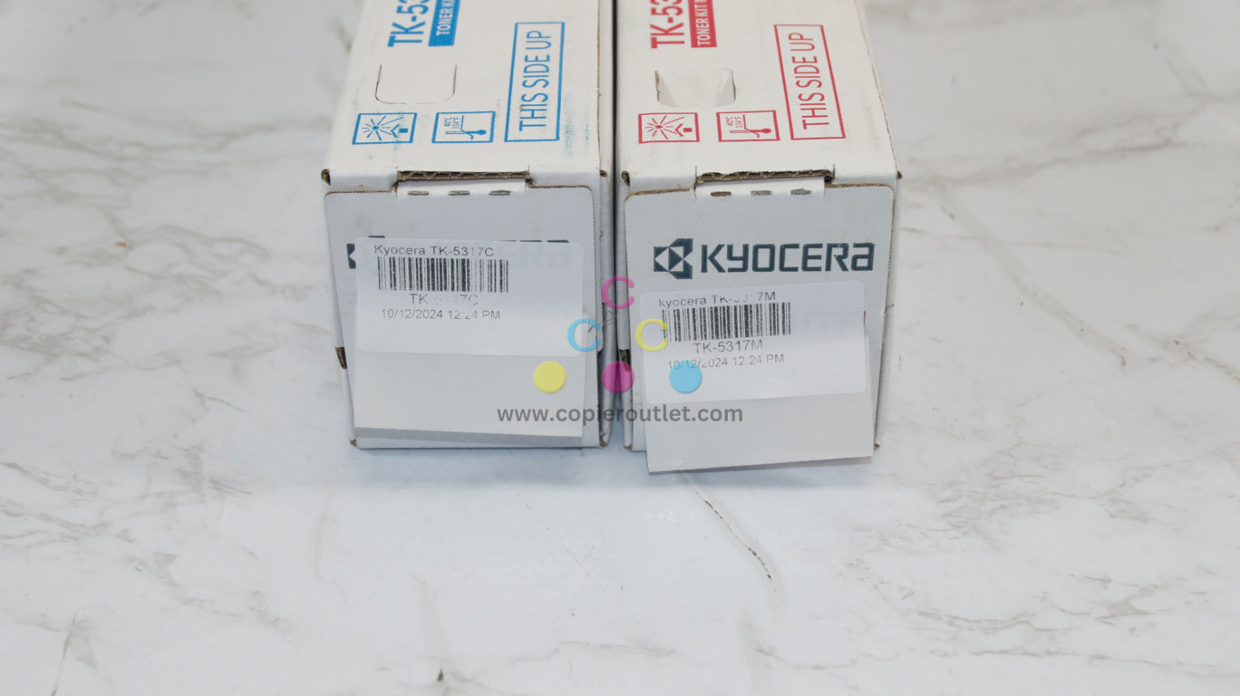 2 New OEM Kyocera TASKalfa 408ci,508ci TK-5317 Cyan & Magenta Toners