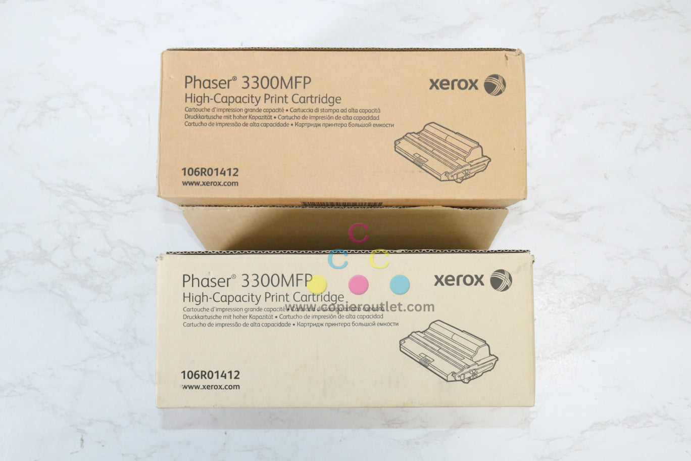 Lot Of 2 OEM Xerox Phaser 3300MFP Black High-Cap. Toner Cartridge 106R01412