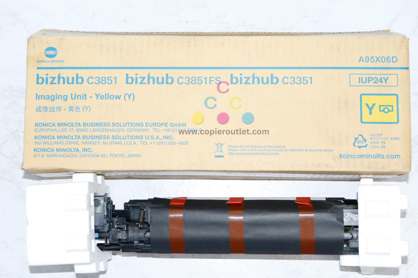 Open OEM Konica Minolta bizhub C3851, C3351 Yellow Imaging Unit IUP24Y,A95X06D