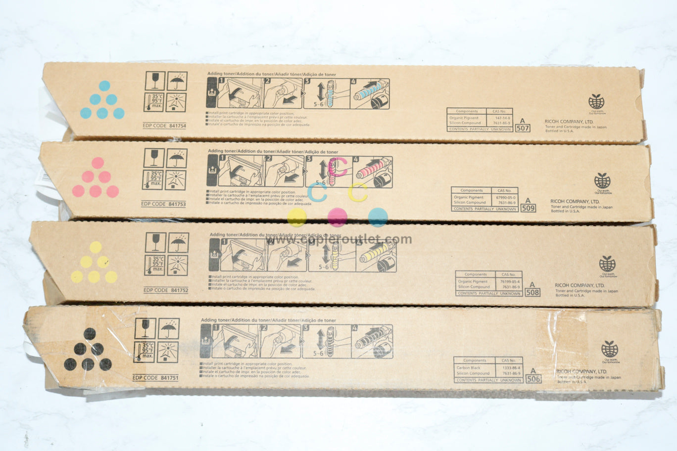 4 Cosmetic OEM Ricoh MPC4502,C4502A,C5502 CMYK Toner 841751,52,53,54